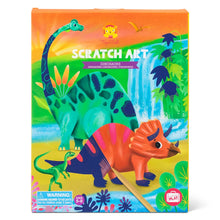 Cargar imagen en el visor de la galería, Scratch Art Dinosaurs de Tiger Tribe con 8 tarjetas y 2 herramientas de madera. Actividad creativa sin pantallas ideal para viajes. Edad 5 a 8 años.