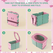 Cargar imagen en el visor de la galería, Inodoro portátil plegable para niños - Rosado/Verde | The Baby Spot