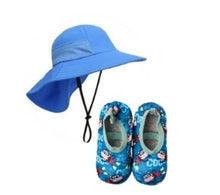 Cargar imagen en el visor de la galería, Pack Bebé: 01 Sombrero con protección UPF 50+ - 01 Par de zapatos antideslizantes.