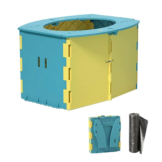 Inodoro portátil plegable para niños - Azul/Amarillo | The Baby Spot