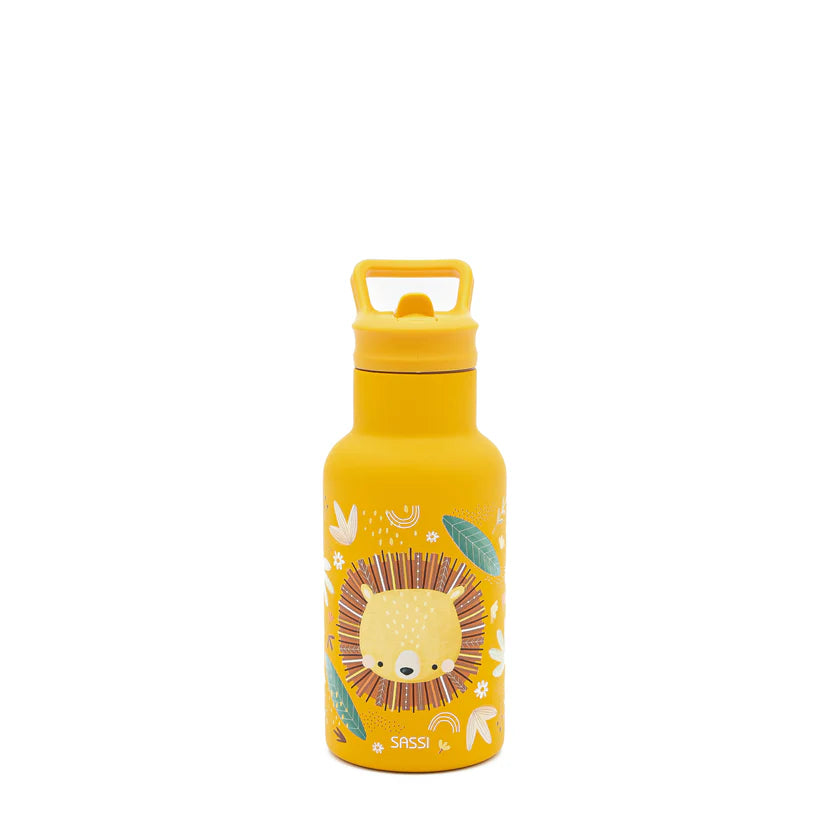 Botella de acero inoxidable con aislamiento al vacío (350 ml) - Chompy El Leon | SASSI