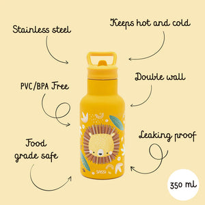 Botella de acero inoxidable con aislamiento al vacío (350 ml) - Chompy El Leon | SASSI
