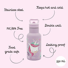 Cargar imagen en el visor de la galería, Botella de acero inoxidable con aislamiento al vacío (350 ml) - Sparkly El Unicornio | SASSI

