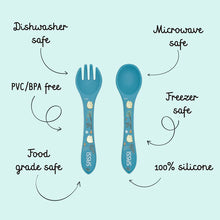 Cargar imagen en el visor de la galería, Kit de tenedor y cuchara de Silicona - Chewy El Elefante | SASSI
