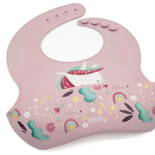 Cargar imagen en el visor de la galería, Babero de Silicona con Bolsillo - Sparkly El Unicornio | SASSI
