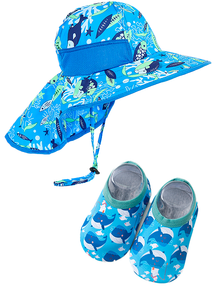Pack Niño: 01 Sombrero con protección UV + 01 Par de zapatos antideslizantes