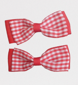 Par de Ganchos con Moño Vichy – Rojo (2 piezas) | Niña